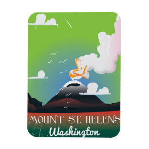 Magnet Flexible Affiche de voyage vintage du mont St. Helens.