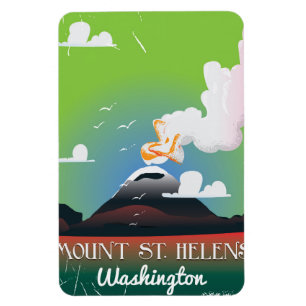 Magnet Flexible Affiche de voyage vintage du mont St. Helens.