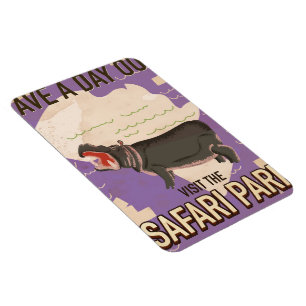 Magnet Flexible Affiche de voyage vintage du parc Safari.