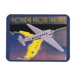 Magnet Flexible Affiche de voyage vintage, Floride vue du ciel en 
