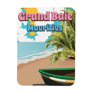 Magnet Flexible Affiche de voyage vintage Grand Baie Maurice.