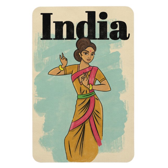 Magnet Flexible Affiche de voyage vintage Inde (Vertical)