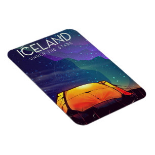 Magnet Flexible Affiche de voyage vintage 'Islande sous les étoile