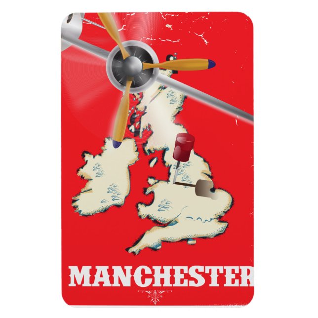 Magnet Flexible Affiche de voyage vintage Manchester (Vertical)