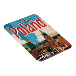 Magnet Flexible Affiche de voyage vintage Pologne
