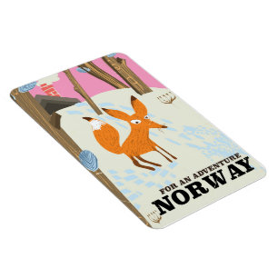 Magnet Flexible Affiche de voyage vintage renard Norvège