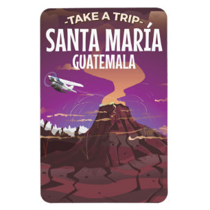 Magnet Flexible Affiche de voyage vintage Santa María Guatemala.