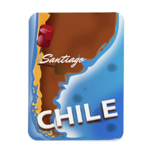 Magnet Flexible Affiche de voyage vintage Santiago Chili
