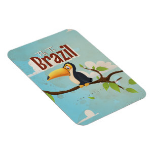 Magnet Flexible Affiche de voyage vintage Toucan volant au Brésil