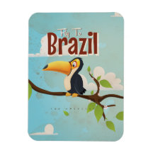 Affiche de voyage vintage Toucan volant au Brésil