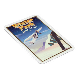 Magnet Flexible Affiche de voyage vintage Winter Park colorado