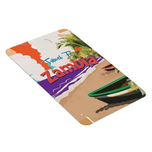 Magnet Flexible Affiche de voyage vintage Zambie (Côté Droit)