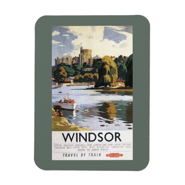 Magnet Flexible Affiche du château de Windsor sur les chemins de f (Vertical)