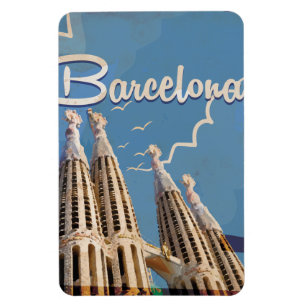 Magnet Flexible Affiche du Vintage voyage de Barcelone