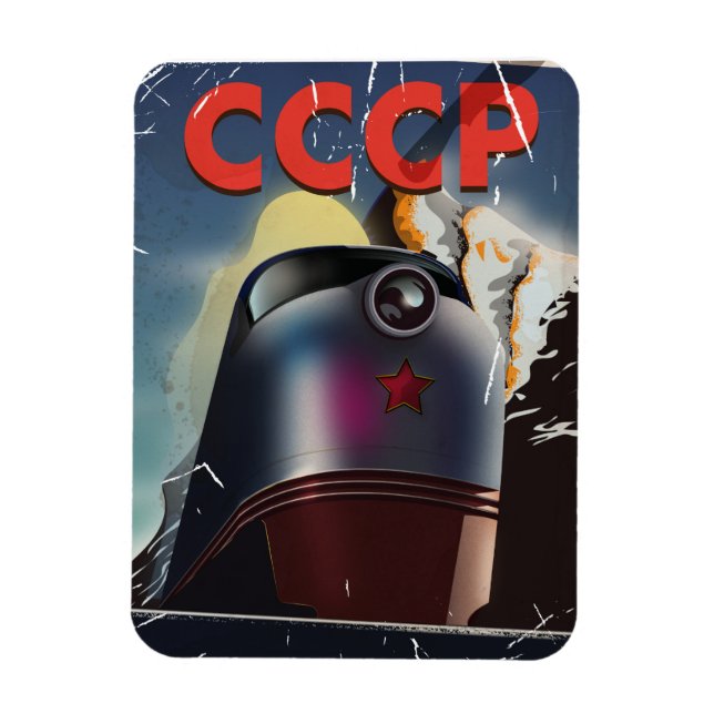 Magnet Flexible Affiche rétro vintage train soviétique URSS (Vertical)