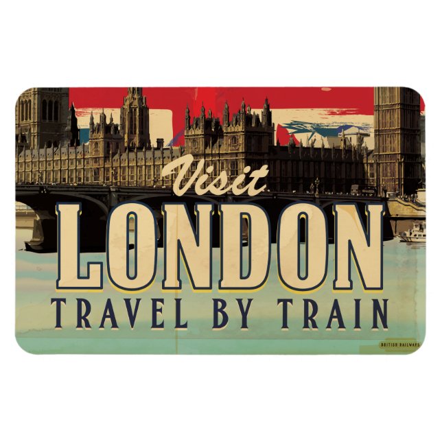 Magnet Flexible Affiche vintage de Londres à visiter (Horizontal)
