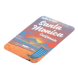 Magnet Flexible Affiche vintage de plage de Santa Monica la