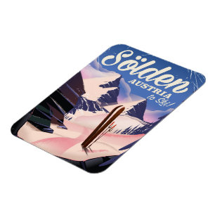 Magnet Flexible Affiche vintage de ski à Sölden Autriche