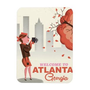 Magnet Flexible Affiche vintage de voyage d'Atlanta la Géorgie