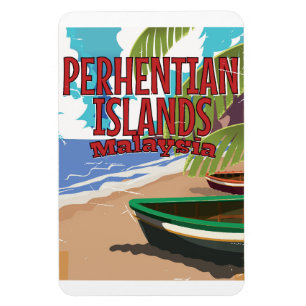Magnet Flexible Affiche vintage de voyage de la Malaisie d'îles d