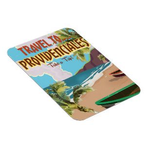 Magnet Flexible Affiche vintage de voyage de Providenciales