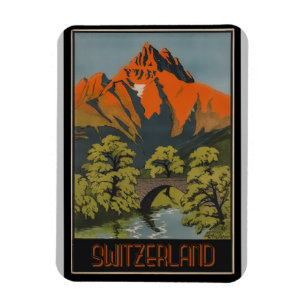 Magnet Flexible Affiche Vintage voyage des Alpes suisses