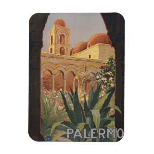 Magnet Flexible Affiche Vintage voyage Pour Palerme, Italie.