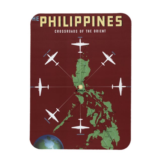 Magnet Flexible Affiche Vintage voyage Pour Philippine Air Lines (Vertical)
