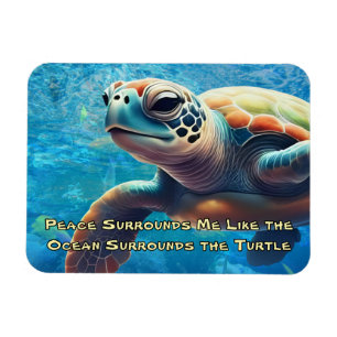 Magnet Flexible Affirmation de tortue marine Paix autour de moi Oc