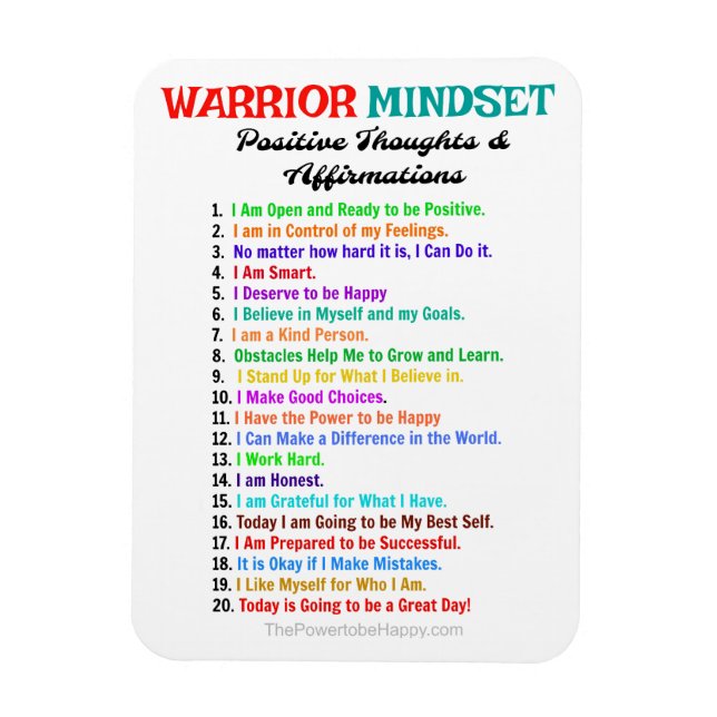 MAGNET FLEXIBLE AFFIRMATIONS GUERRIER MENTALITÉ MAGNÉTIQUE (Vertical)