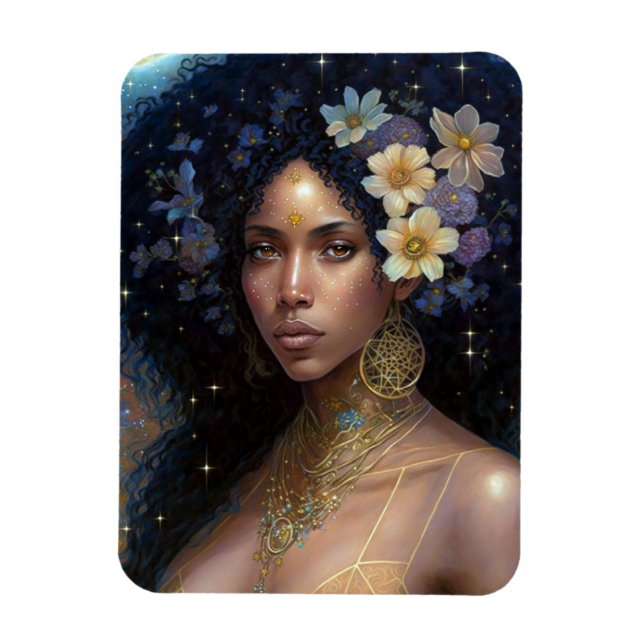 Magnet Flexible African American Black Goddess Queen Imaginaire Ar (Vertical)
