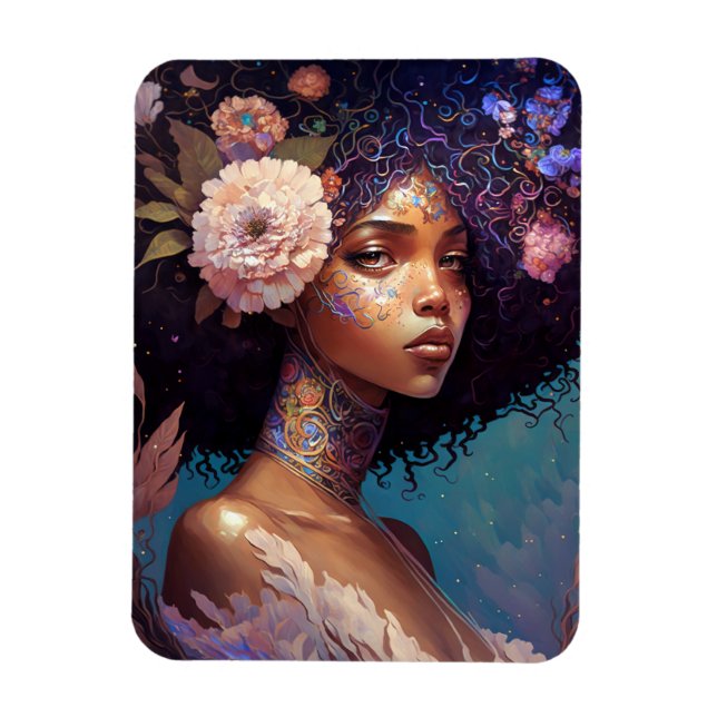 Magnet Flexible African American Black Goddess Queen Imaginaire Ar (Vertical)