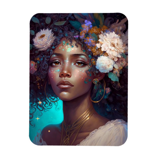 Magnet Flexible African American Black Goddess Queen Imaginaire Ar (Vertical)