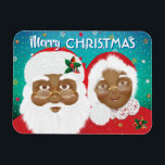 Magnet Flexible African American Santa and Mrs Claus Christmas<br><div class="desc">Santa and Mrs Claus are Merry And Bright.</div>