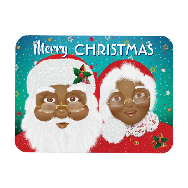 Magnet Flexible African American Santa and Mrs Claus Christmas (Horizontal)