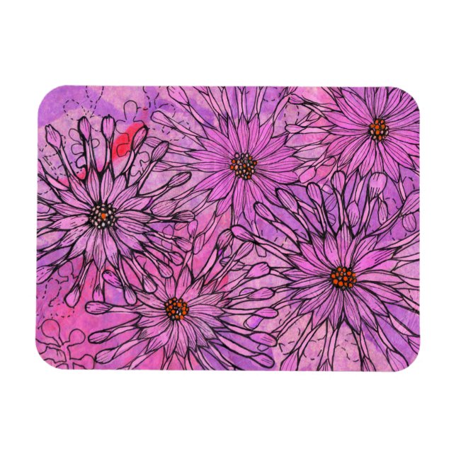 Magnet Flexible African Daisy Cape Daisies Fleurs roses Art Floral (Horizontal)