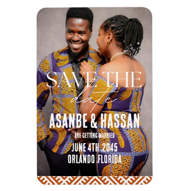 Magnet Flexible African Print with Photo Wedding Save the Date  (Vertical)
