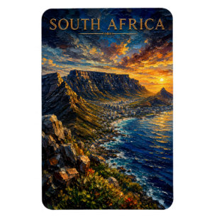 Magnet Flexible Afrique du Sud : Table Mountain Art Souvenir Teint
