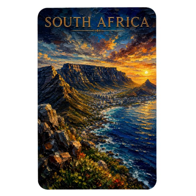 Magnet Flexible Afrique du Sud : Table Mountain Art Souvenir Teint (Vertical)