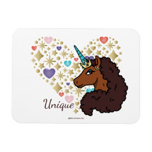 Magnet Flexible Afro Unicorn   Design cardiaque unique