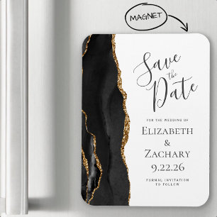 Magnet Flexible Agate moderne Black Gold Enregistrer la date