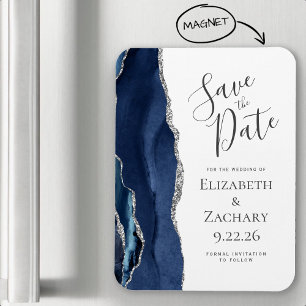 Magnet Flexible Agate moderne Marine Bleu Argent Enregistrer la da