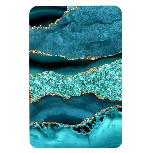 Magnet Flexible Agate Turquoise Blue Gold Parties scintillant Marb (Vertical)