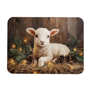 Magnet Flexible Agneau de Noël mignon peinture rustique