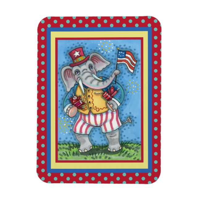 MAGNET FLEXIBLE AGRÉABLE PATRIOTIQUE ÉLÉPHANT WAVANT DRAPEAU AMÉRI (Vertical)
