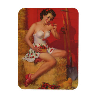 Magnet Flexible Agritourisme Fille Vintage Épingle vers le haut