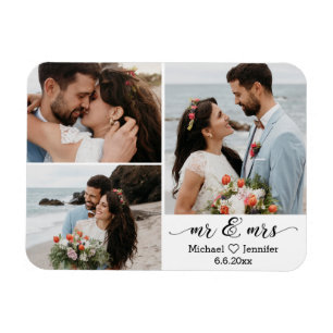 Magnet Flexible aimant 3 photos de mariage stylé mr & mrs en colla