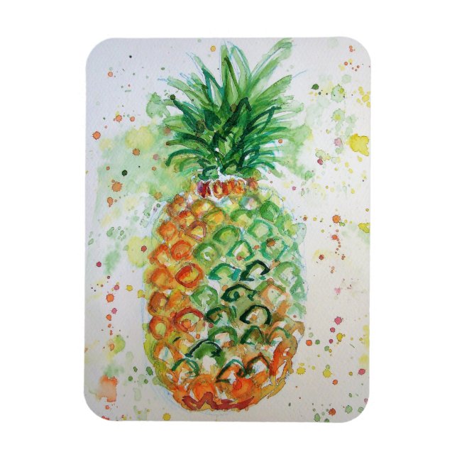 Magnet Flexible Aimant aquarelle lime jaune Citron art fruit Anana (Vertical)