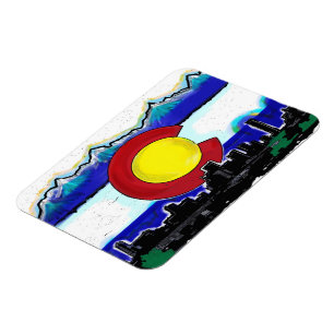 Magnet Flexible Aimant artistique d'horizon de Denver de drapeau