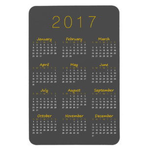 Magnet Flexible Aimant Calendrier 2017 - Jaune doré et gris foncé